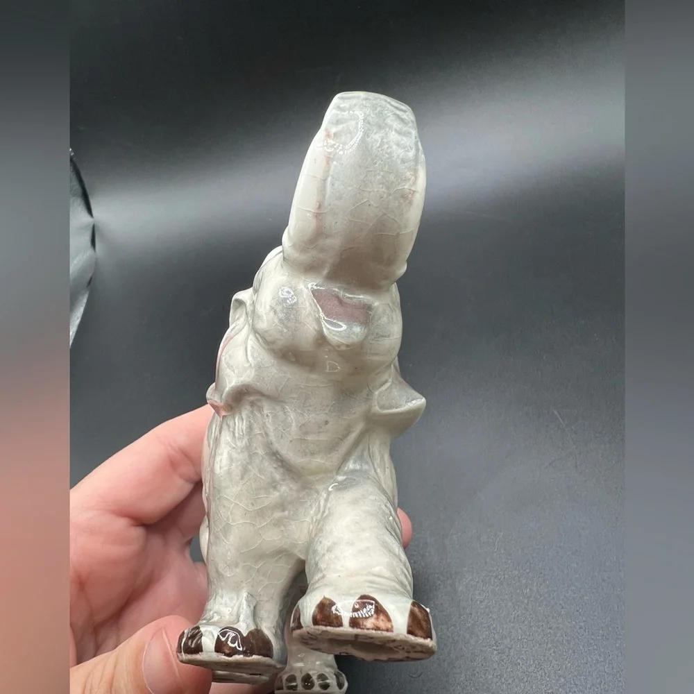 Vintage hand painted ceramic elephant made in Japan MCM